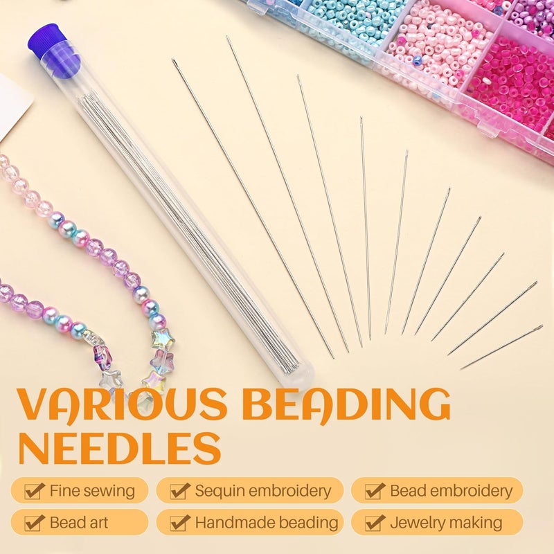 UOOU 102 Pcs Beading Needles, Bead Needles for Jewelry Making, Size 10-12 Extra Straight Fine Seed Beads Needles for Embroidery Jewelry Making - Image 5